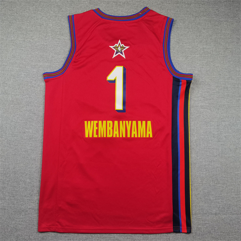 Men 2025 All star #1 Wembanyama Red Jordan Edition NBA Jersey->more jerseys->NBA Jersey